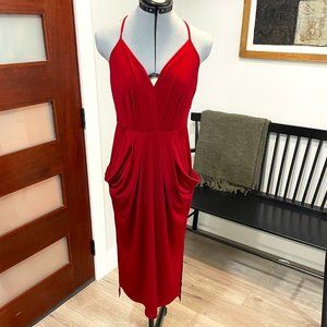 BCBG Red Draped Cocktail Dress Sz. S